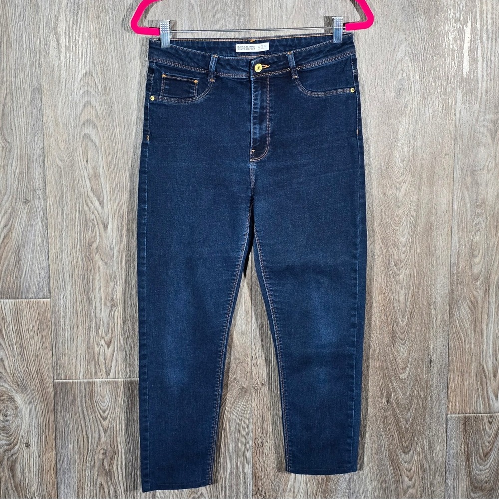 Zara Basic Z1975 High Rise Skinny‎ Jeans Womens 10 Blue Denim Dark Wash Stretch